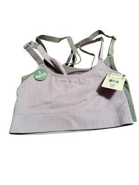 Fruit of the Loom 2-Pack Ribbed Bralettes - Lilac & Gray
